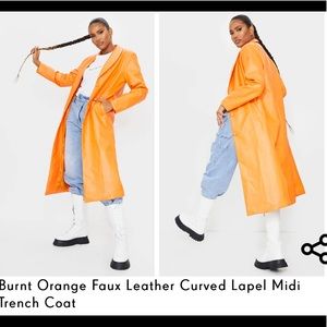 Faux Leather Trench Coat